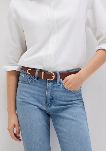  Mavi Kahverengi Suni Deri Kemer 196034-27142