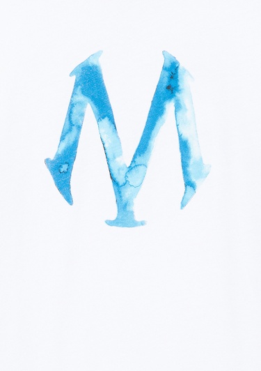  Mavi Mühür Logo Baskılı Beyaz Tişört Regular Fit / Normal Kesim 6610063-620