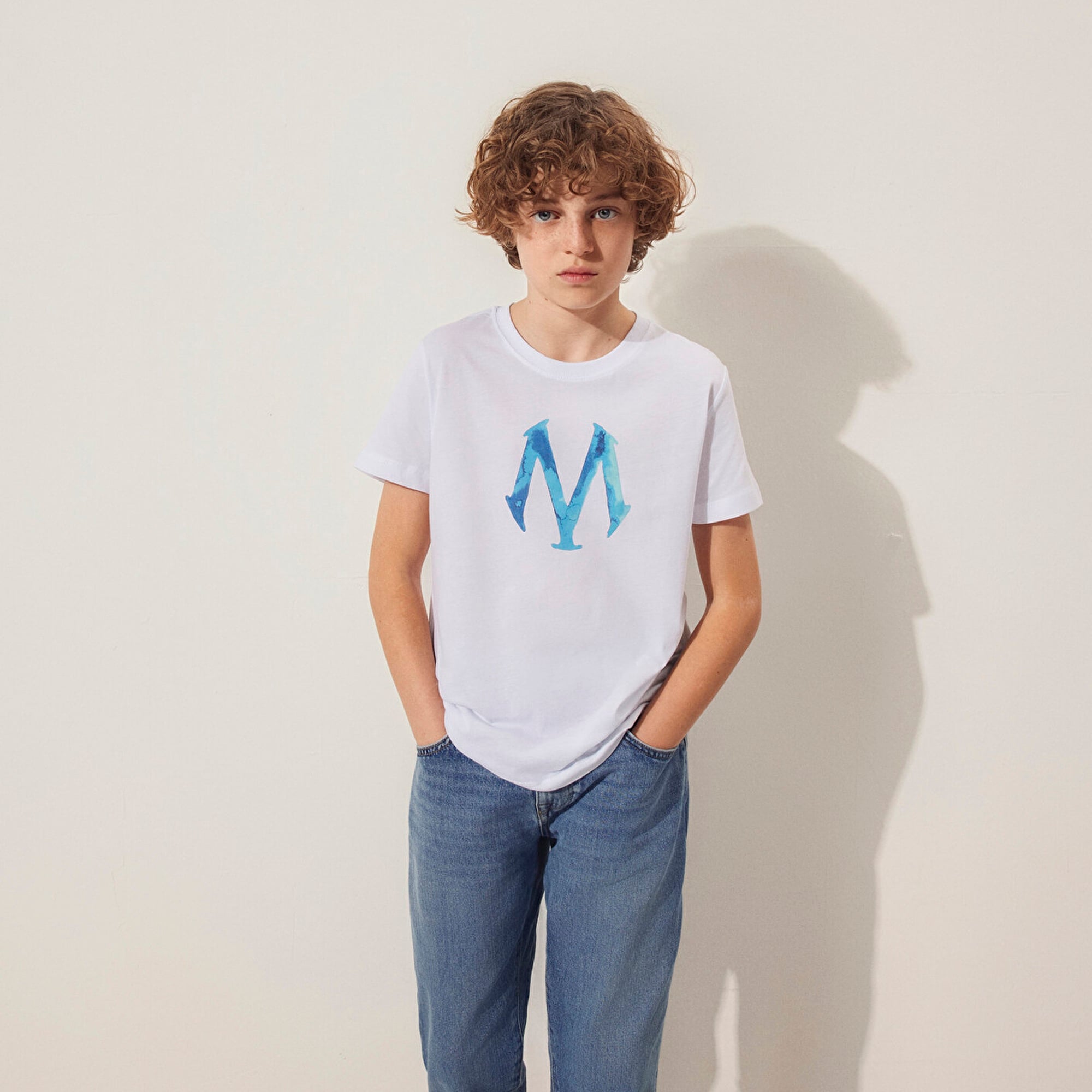 Mavi Mühür Logo Baskılı Beyaz Tişört Regular Fit / Normal Kesim 6610063-620