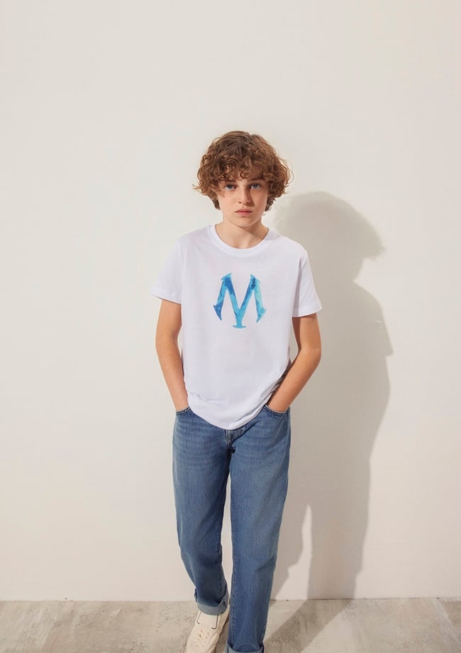  Mavi Mühür Logo Baskılı Beyaz Tişört Regular Fit / Normal Kesim 6610063-620