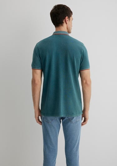  Mavi Renkli Şerit Detaylı Yeşil Polo Tişört Slim Fit / Dar Kesim 065920-30708