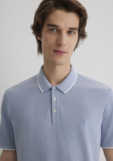  Mavi Şerit Detaylı Mavi Polo Tişört Slim Fit / Dar Kesim 065900-30715