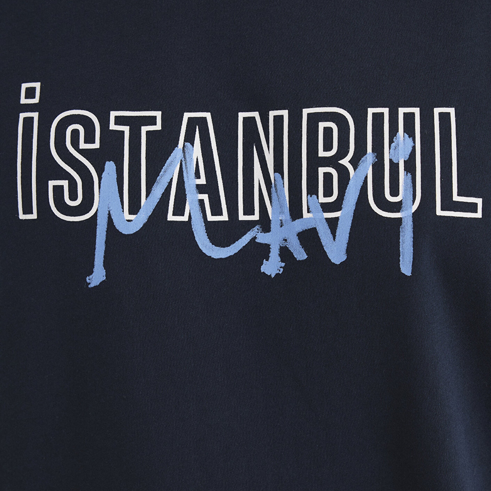 Mavi İstanbul Baskılı Lacivert Tişört Regular Fit / Normal Kesim 067114-34319