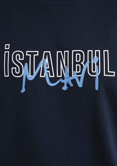  Mavi İstanbul Baskılı Lacivert Tişört Regular Fit / Normal Kesim 067114-34319