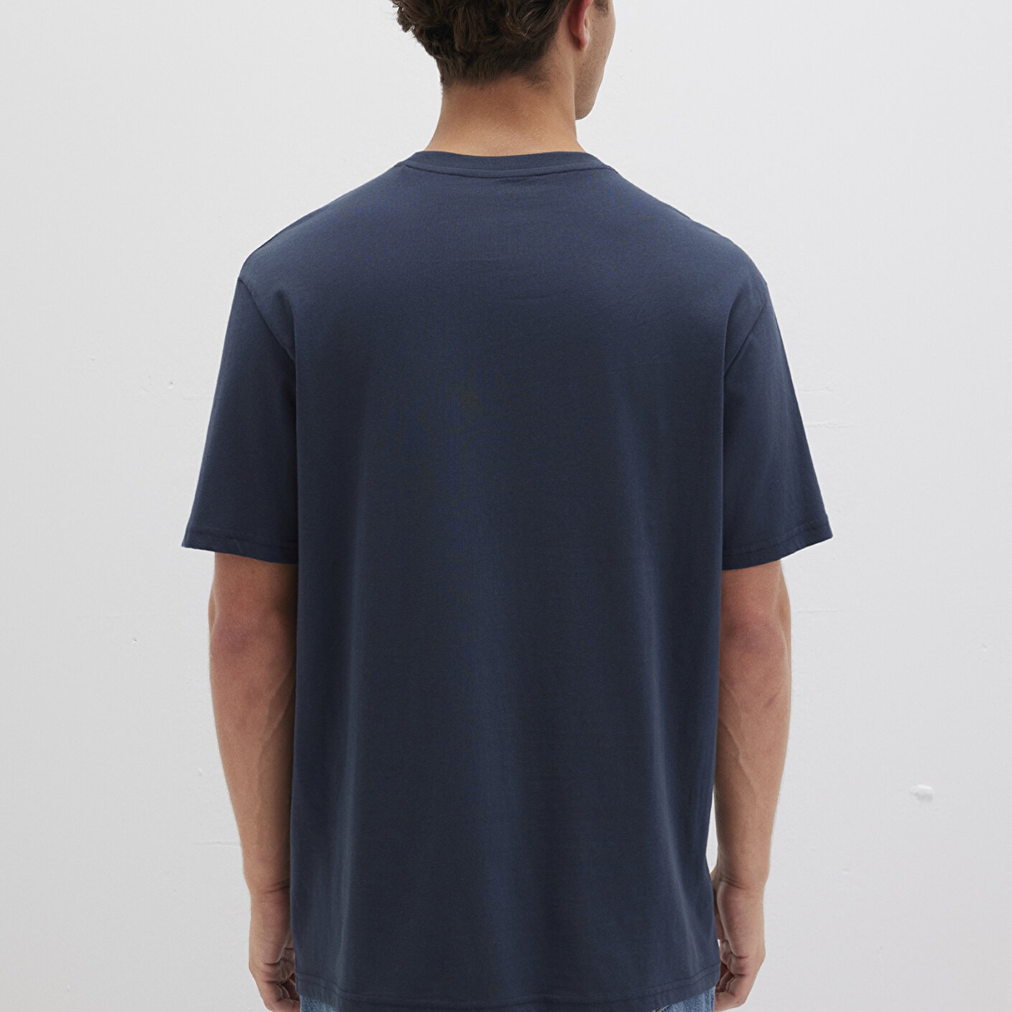 Mavi Mavi Logo İşlemeli Lacivert Basic Tişört Loose Fit / Bol Rahat Kesim 067074-33207