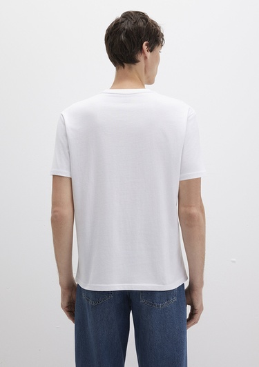  Mavi Mavi Logo İşlemeli Beyaz Basic Tişört Loose Fit / Bol Rahat Kesim 067074-620