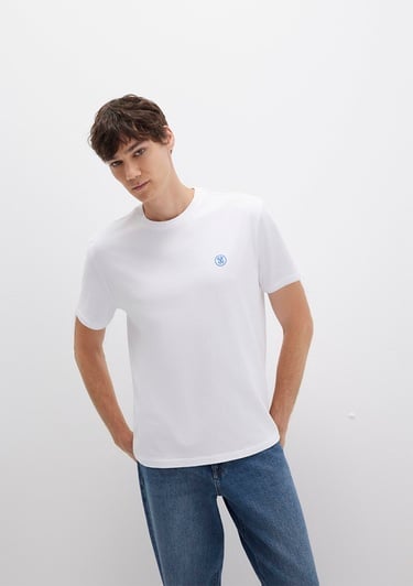  Mavi Mavi Logo İşlemeli Beyaz Basic Tişört Loose Fit / Bol Rahat Kesim 067074-620