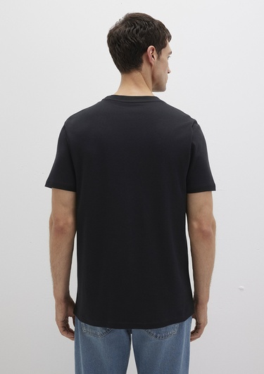  Mavi Mavi Logo Baskılı Siyah İnterlok Tişört Slim Fit / Dar Kesim 0610360-900