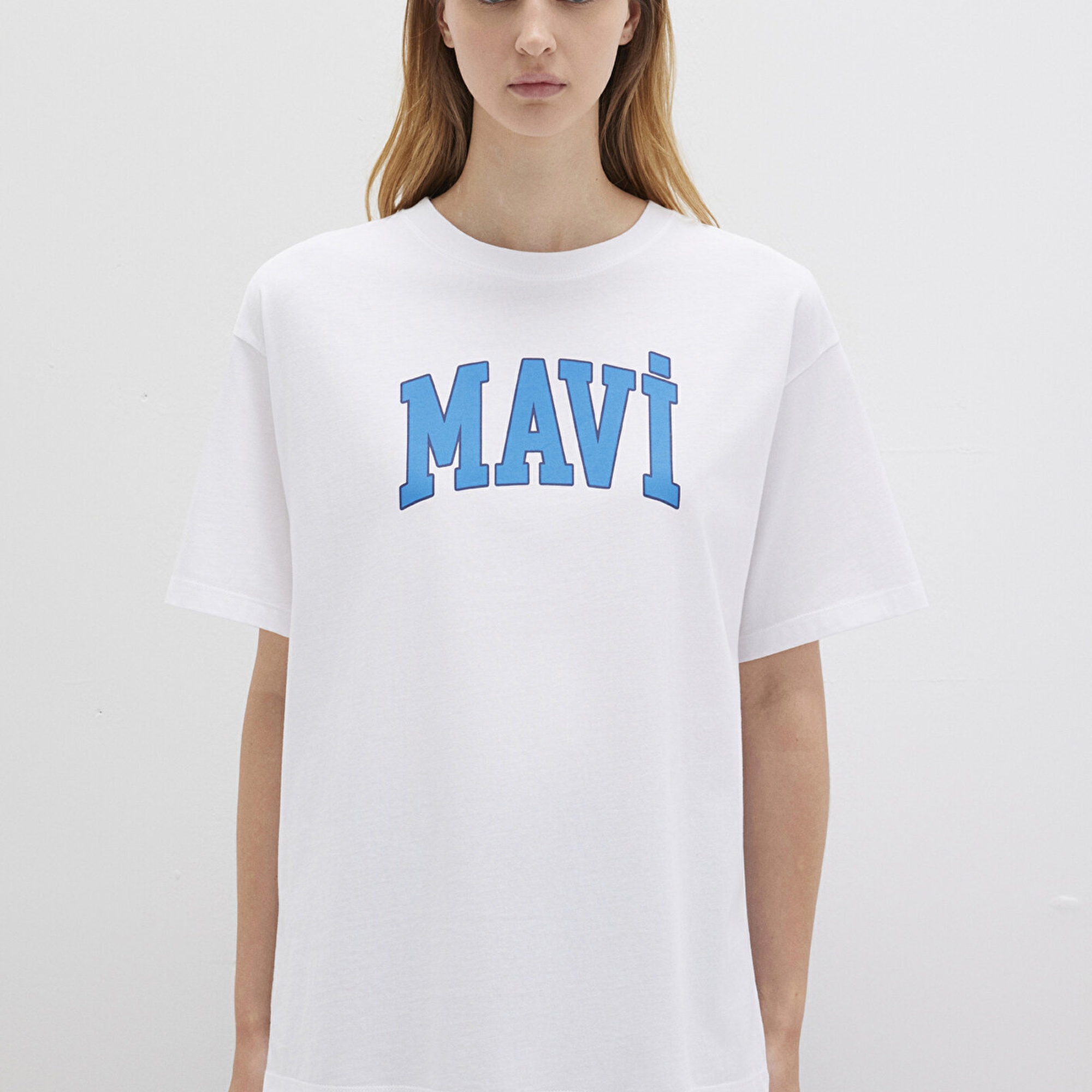 Mavi Mavi Logo Baskılı Beyaz Tişört Oversize / Geniş Kesim 1600843-70000