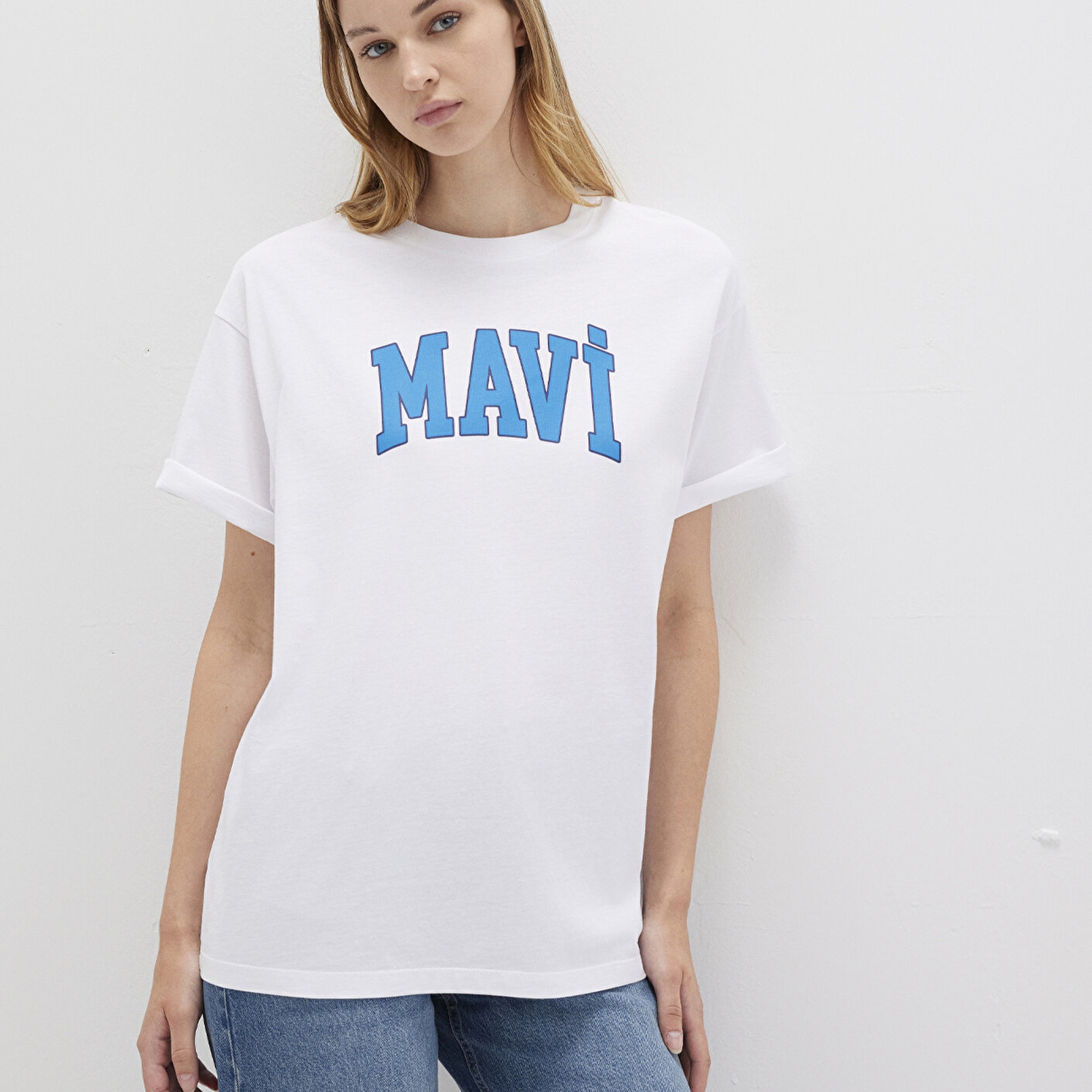 Mavi Mavi Logo Baskılı Beyaz Tişört Oversize / Geniş Kesim 1600843-70000