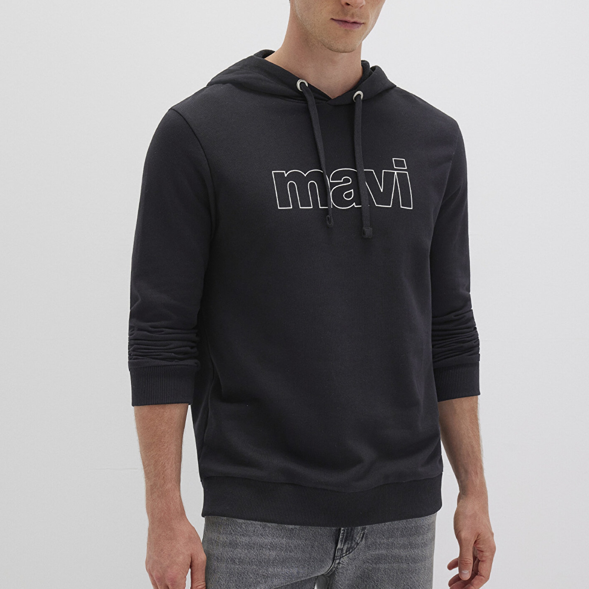 Mavi Mavi Logo Baskılı Kapüşonlu Siyah Sweatshirt 065606-900