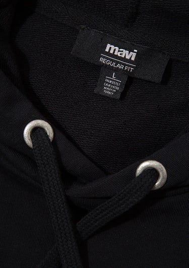  Mavi Mavi Logo Baskılı Kapüşonlu Siyah Sweatshirt 065606-900