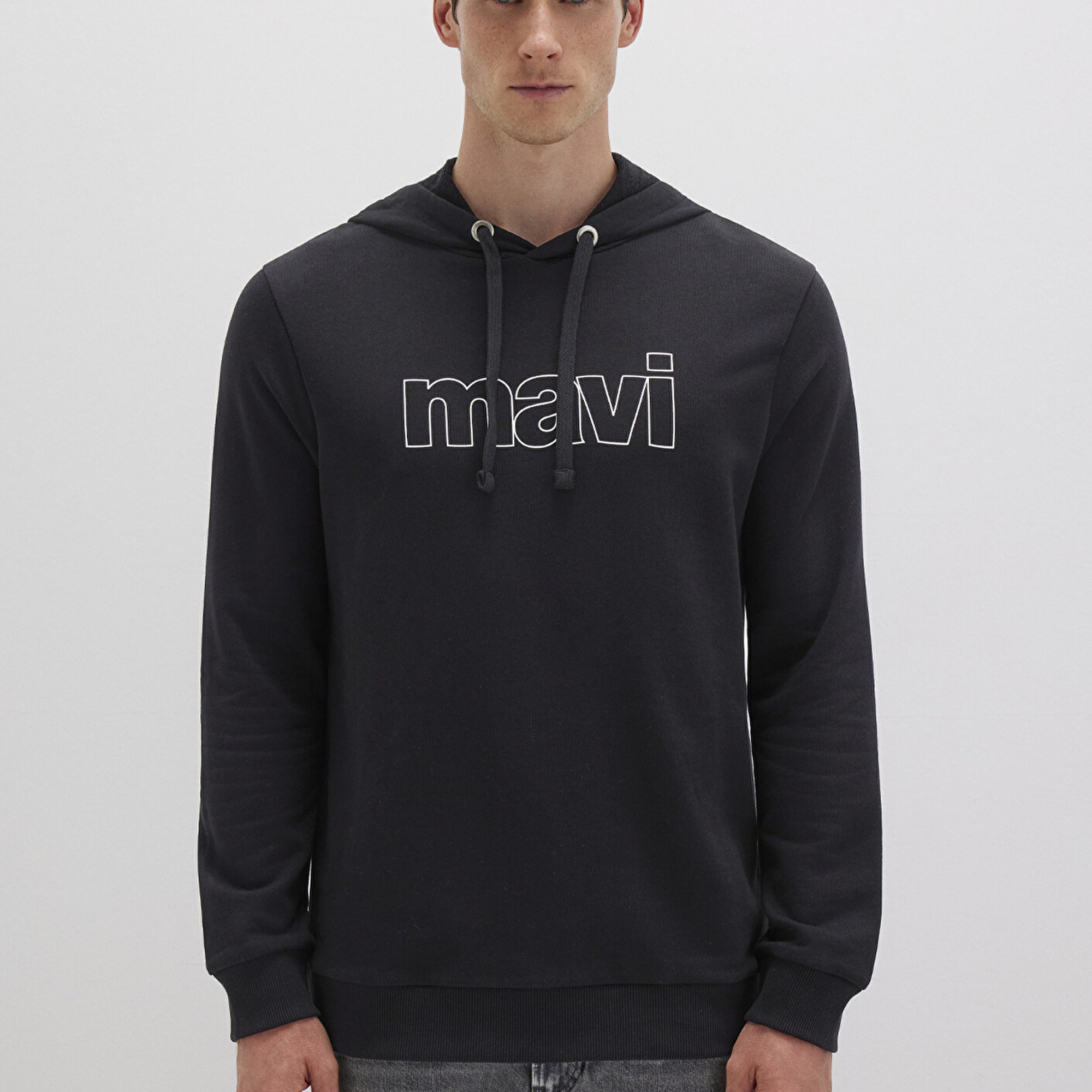 Mavi Mavi Logo Baskılı Kapüşonlu Siyah Sweatshirt 065606-900