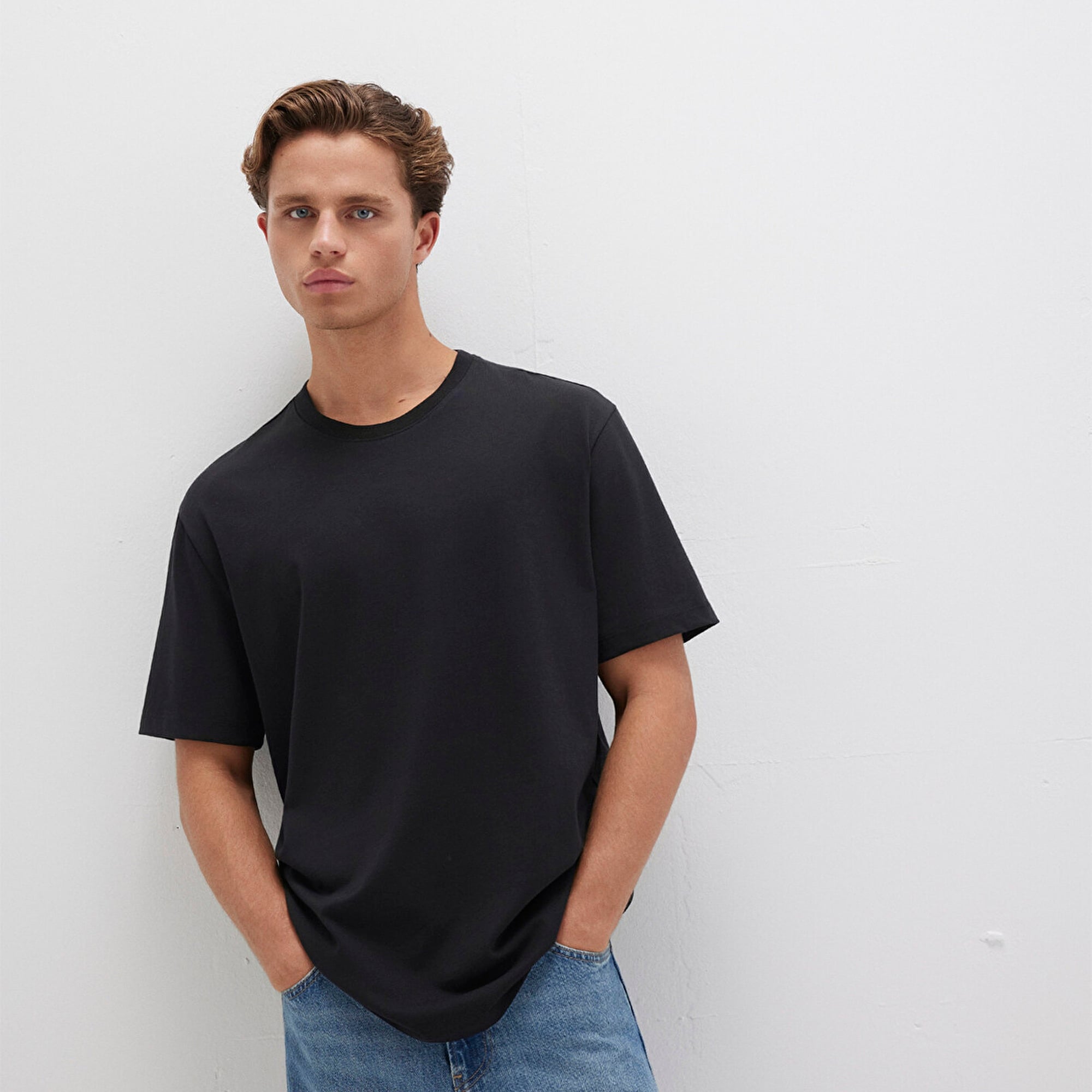 Mavi Siyah Basic Tişört Loose Fit / Bol Rahat Kesim 066249-900