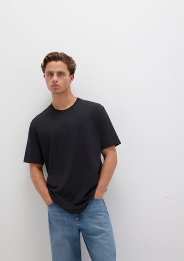  Mavi Siyah Basic Tişört Loose Fit / Bol Rahat Kesim 066249-900