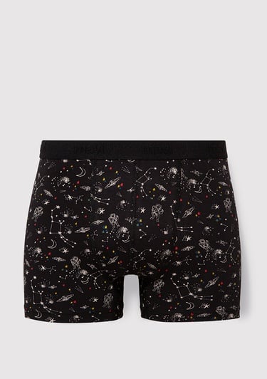  Mavi Galaksi Baskılı Siyah Boxer 092084-900