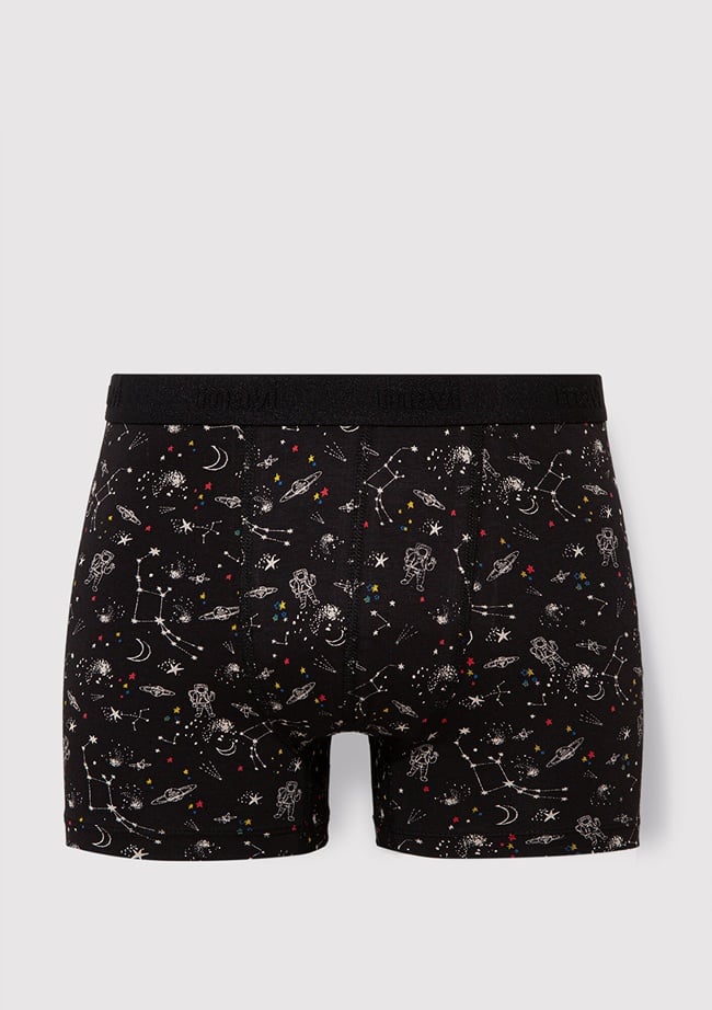  Mavi Galaksi Baskılı Siyah Boxer 092084-900