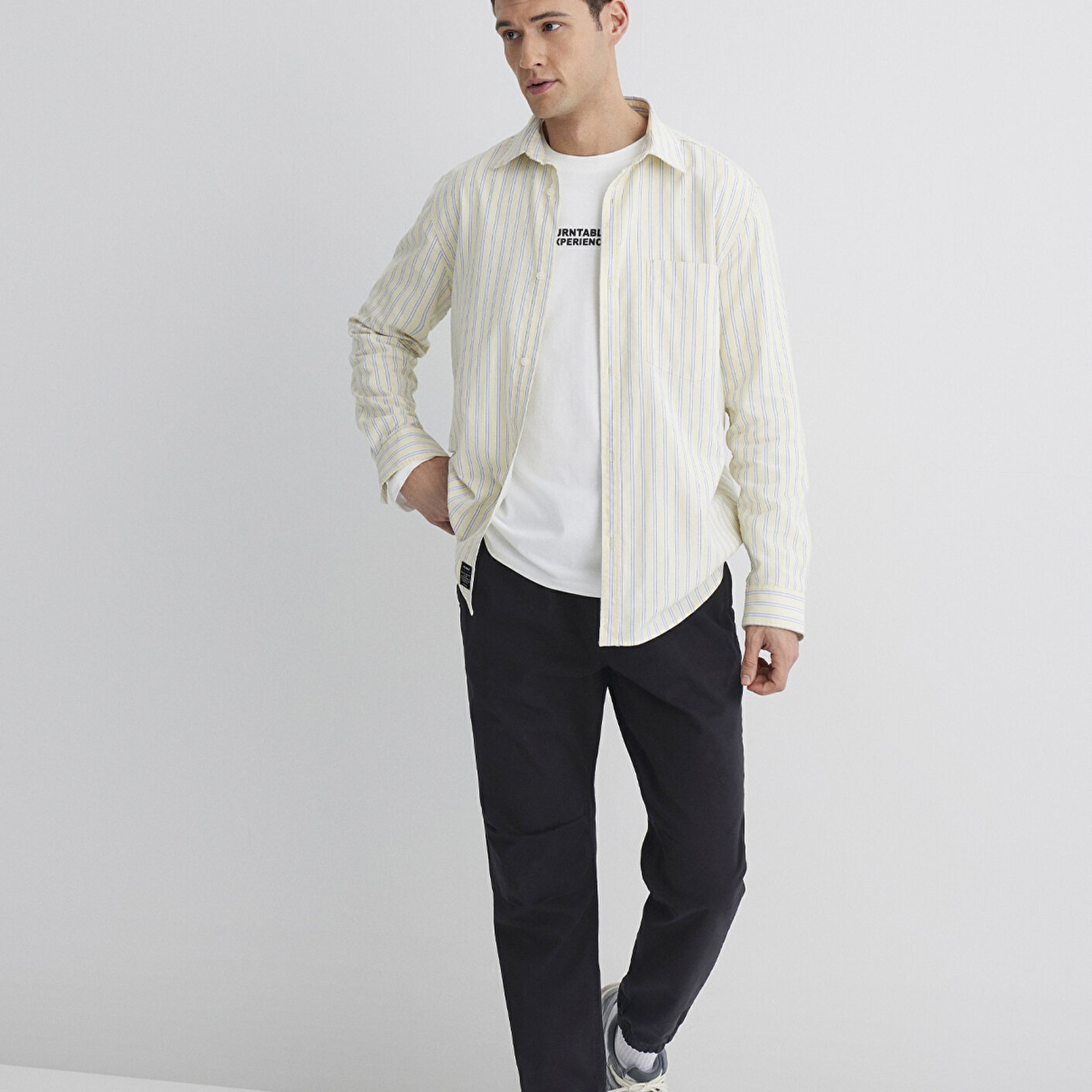 Mavi Beli Lastikli Siyah Jogger Pantolon 000169-34314