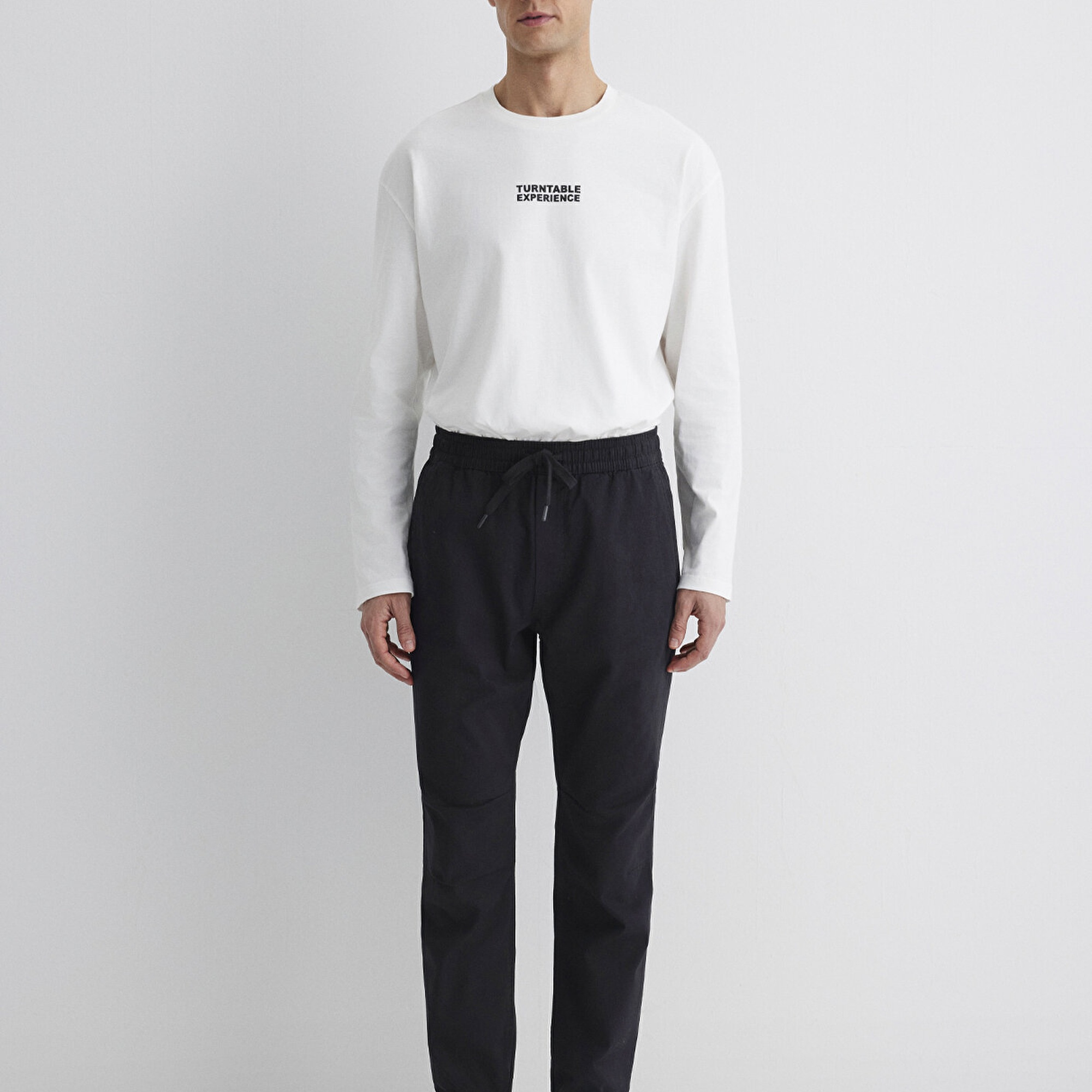 Mavi Beli Lastikli Siyah Jogger Pantolon 000169-34314