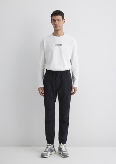  Mavi Beli Lastikli Siyah Jogger Pantolon 000169-34314