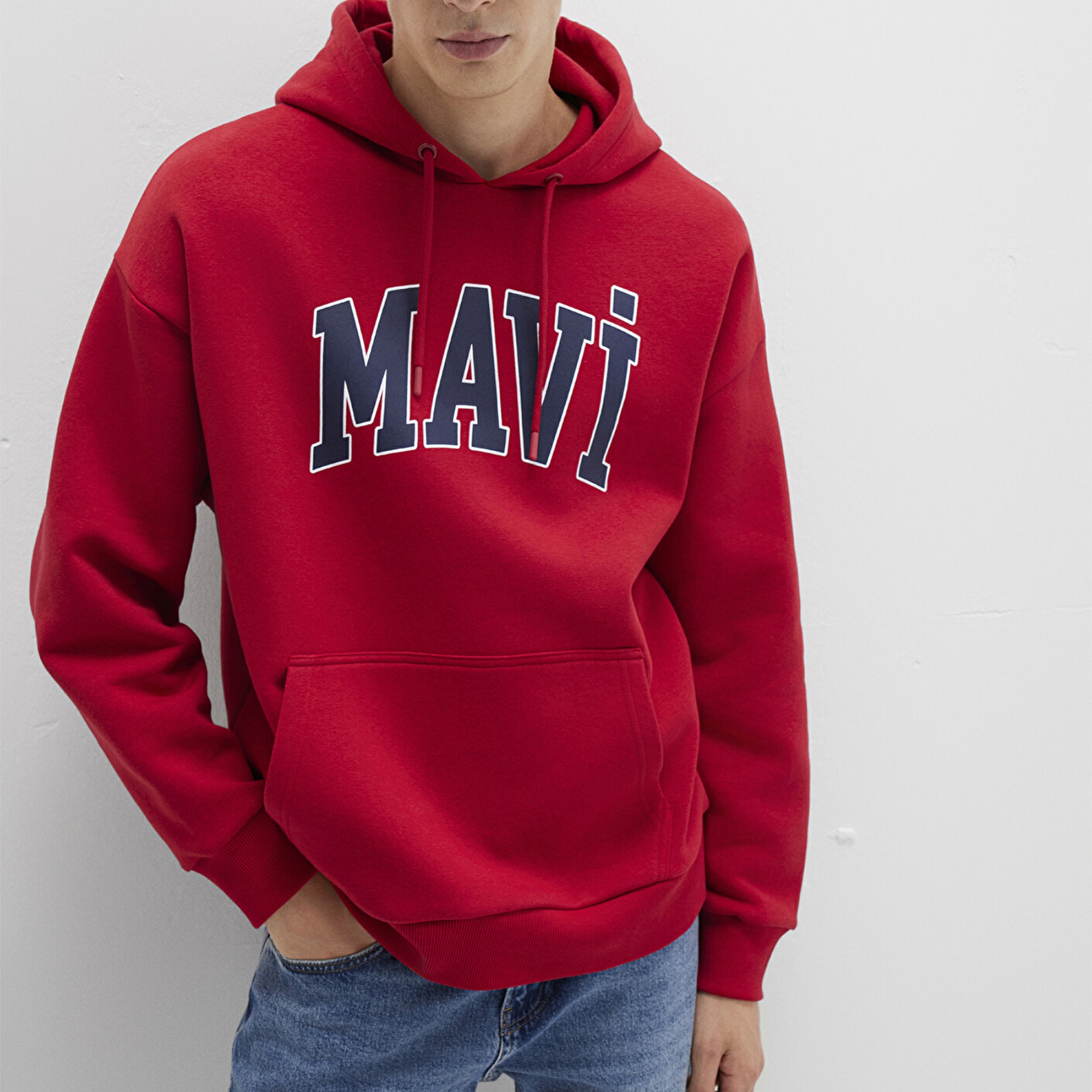 Mavi Mavi Logo Baskılı Kapüşonlu Kırmızı Sweatshirt 067149-70464