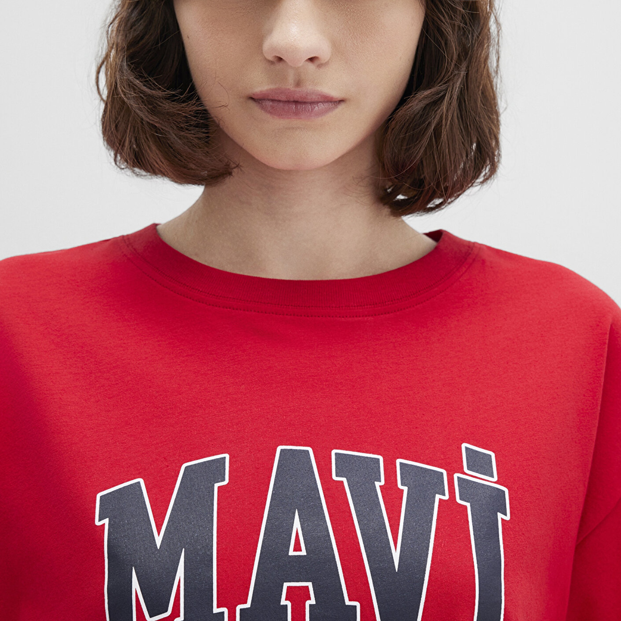 Mavi Mavi Logo Baskılı Kırmızı Tişört Oversize / Geniş Kesim 1600843-82054