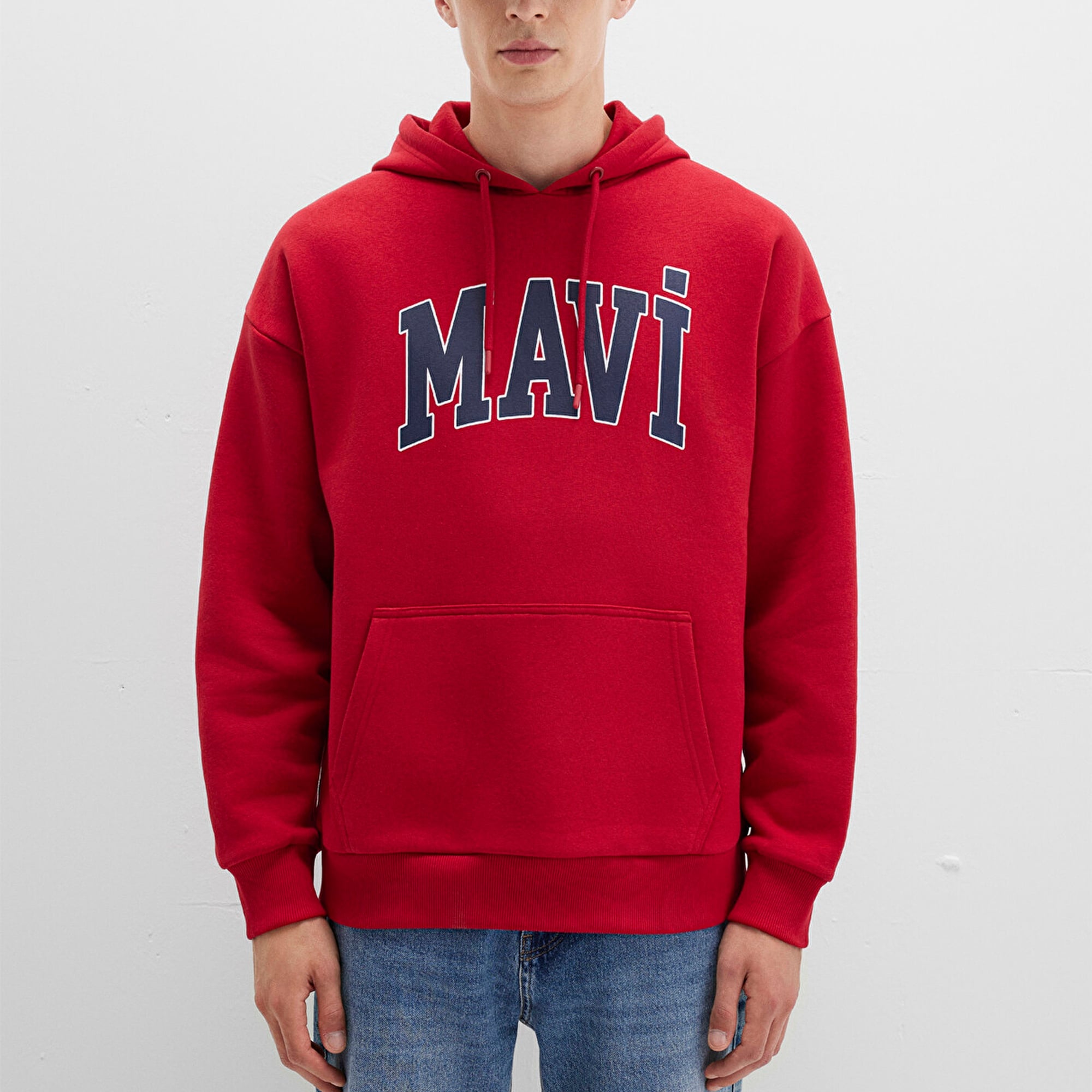Mavi Mavi Logo Baskılı Kapüşonlu Kırmızı Sweatshirt 067149-70464