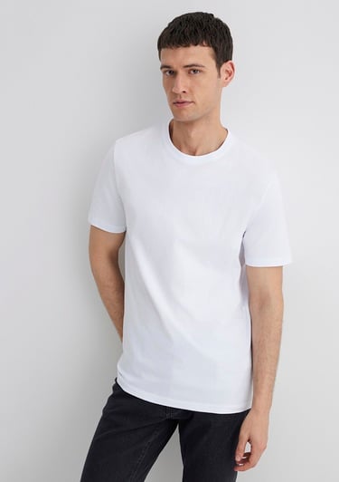  Mavi Stretch Beyaz Basic Tişört Regular Fit / Normal Kesim 0610252-620