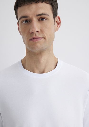  Mavi Stretch Beyaz Basic Tişört Regular Fit / Normal Kesim 0610252-620