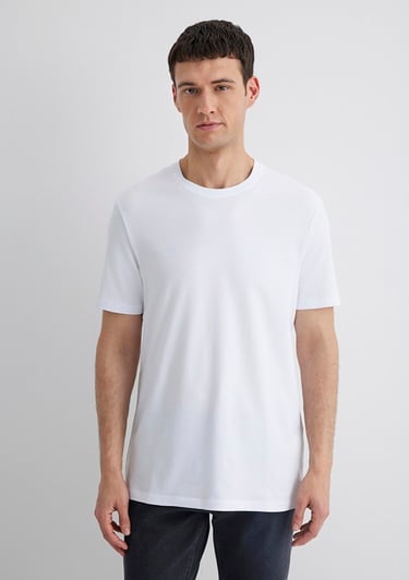  Mavi Stretch Beyaz Basic Tişört Regular Fit / Normal Kesim 0610252-620