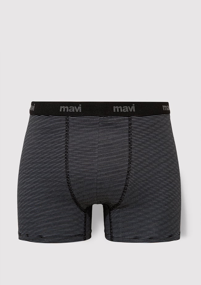  Mavi Çizgili Siyah Boxer 0910434-32174