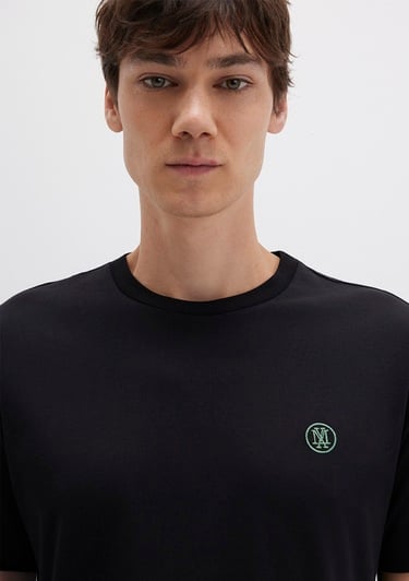  Mavi Mavi Logo İşlemeli Siyah Basic Tişört Loose Fit / Bol Rahat Kesim 067074-900