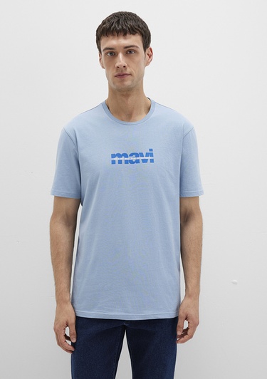  Mavi Mavi Logo Baskılı Mavi Tişört Regular Fit / Normal Kesim 0610943-70731