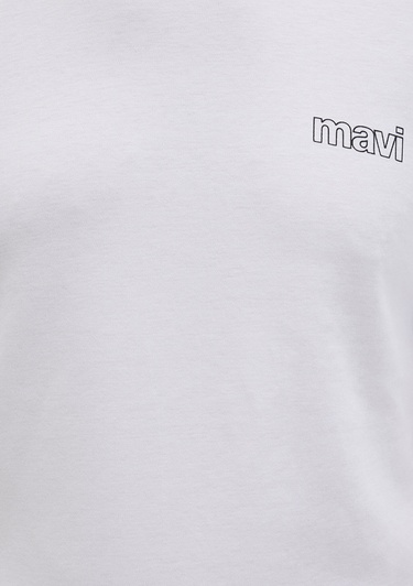  Mavi Mavi Logo Baskılı Beyaz Tişört Slim Fit / Dar Kesim 0610360-620