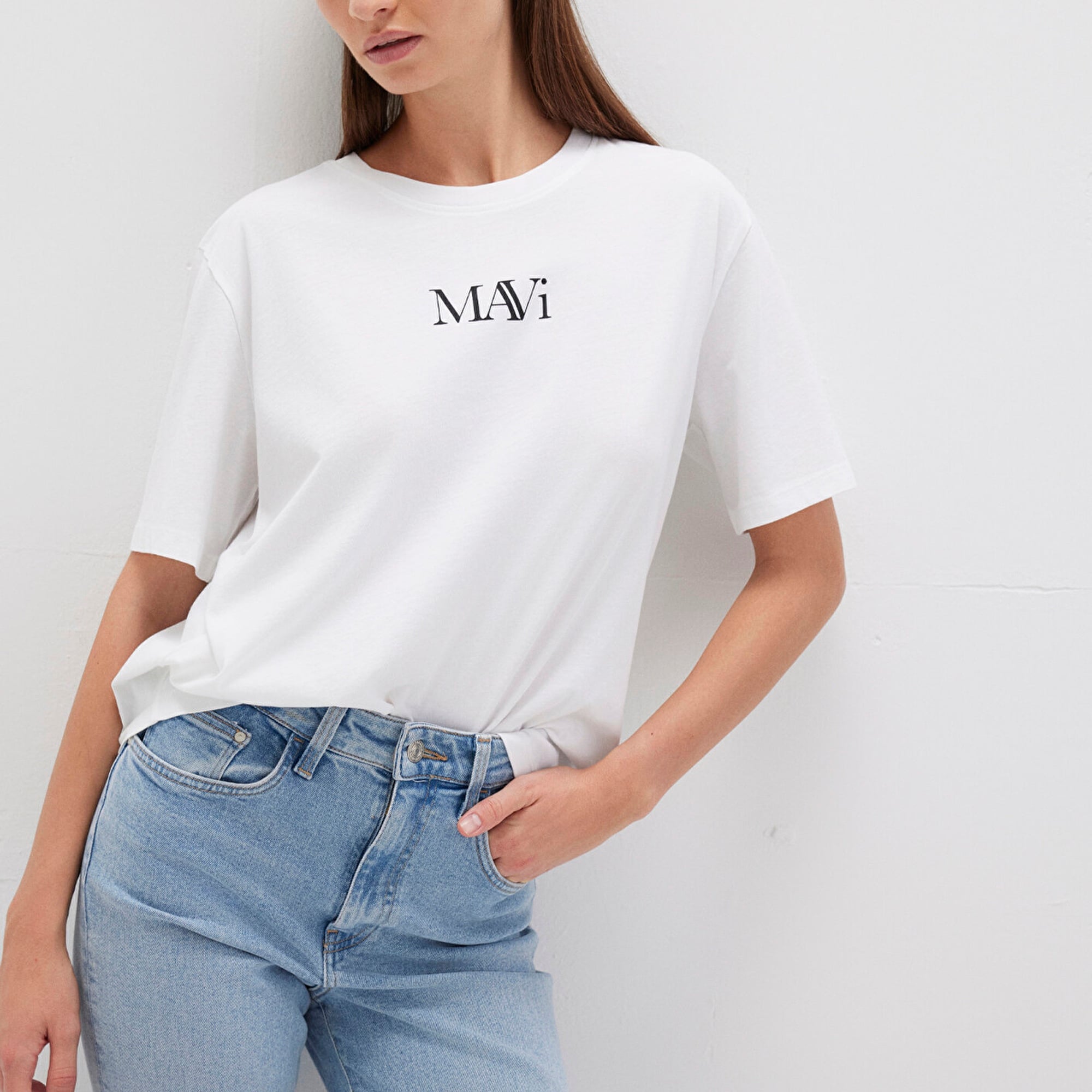 Mavi Mavi Logo Baskılı Beyaz Tişört Regular Fit / Normal Kesim 1611594-620