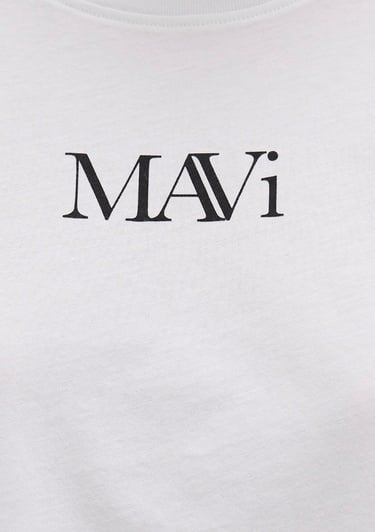  Mavi Mavi Logo Baskılı Beyaz Tişört Regular Fit / Normal Kesim 1611594-620
