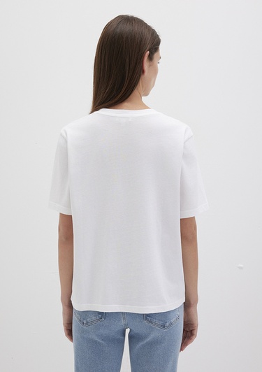  Mavi Mavi Logo Baskılı Beyaz Tişört Regular Fit / Normal Kesim 1611594-620