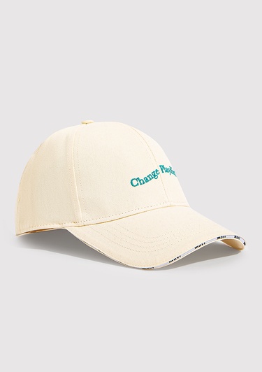  Mavi İşlemeli Bej Şapka 0910825-70069