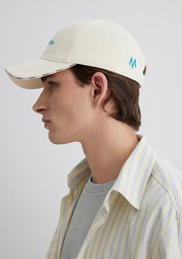  Mavi İşlemeli Bej Şapka 0910825-70069