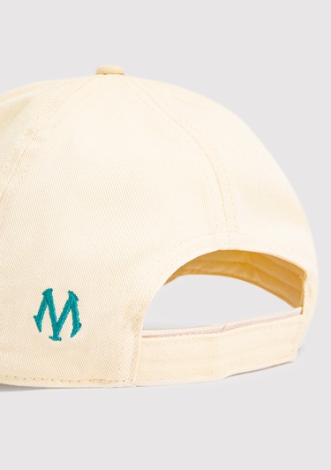  Mavi İşlemeli Bej Şapka 0910825-70069