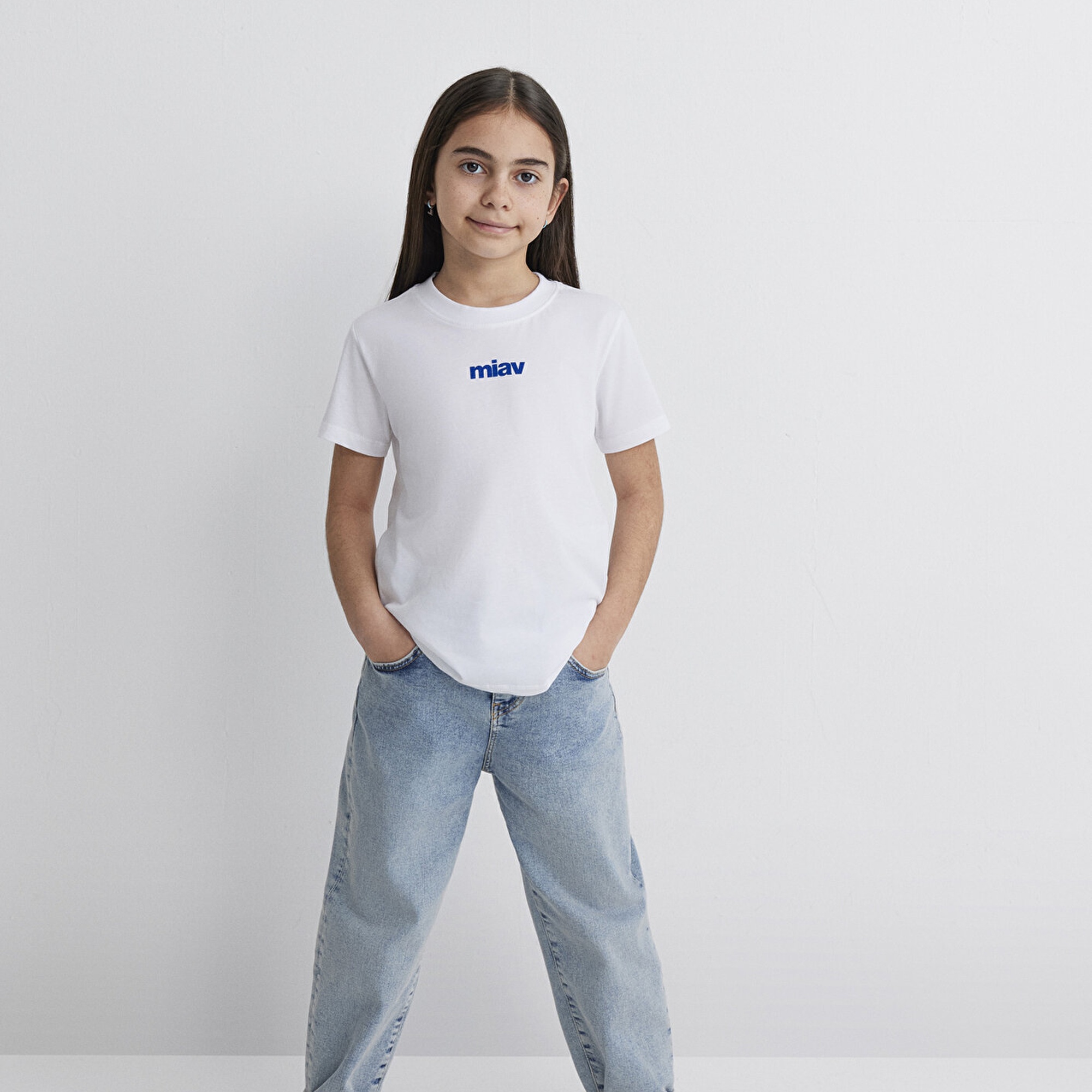 Mavi Miav Baskılı Beyaz Çocuk  Tişört Regular Fit / Normal Kesim 66332620