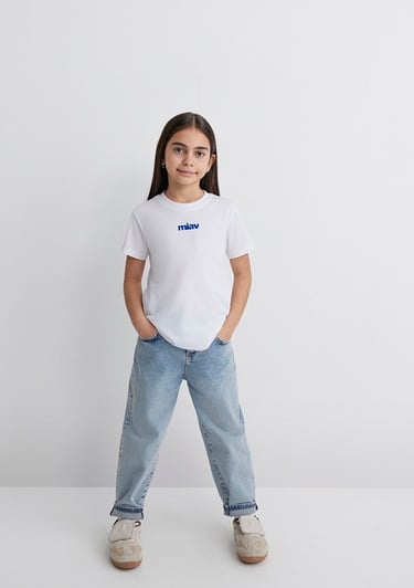  Mavi Miav Baskılı Beyaz Çocuk  Tişört Regular Fit / Normal Kesim 66332620