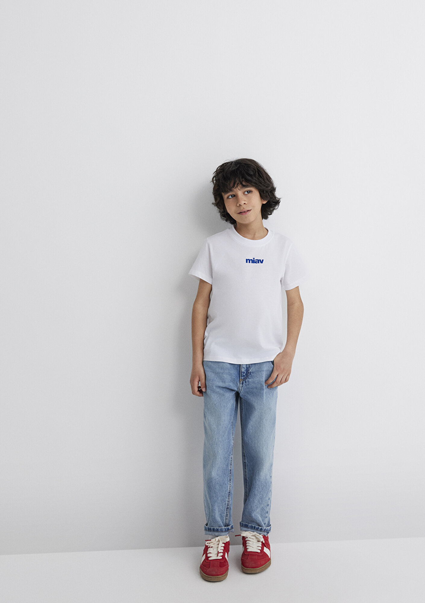  Mavi Miav Baskılı Beyaz Çocuk  Tişört Regular Fit / Normal Kesim 66332620