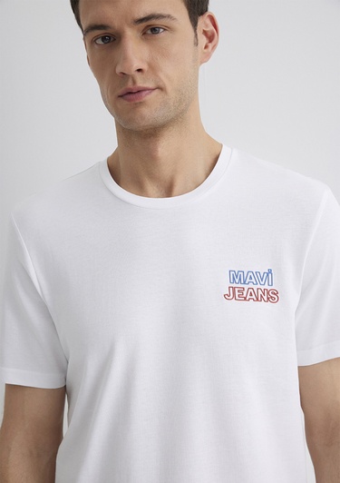  Mavi Mavi Jeans Baskılı Beyaz Tişört Slim Fit / Dar Kesim 066841-620