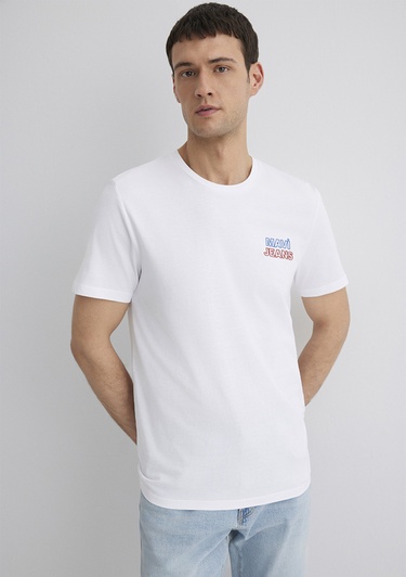  Mavi Mavi Jeans Baskılı Beyaz Tişört Slim Fit / Dar Kesim 066841-620