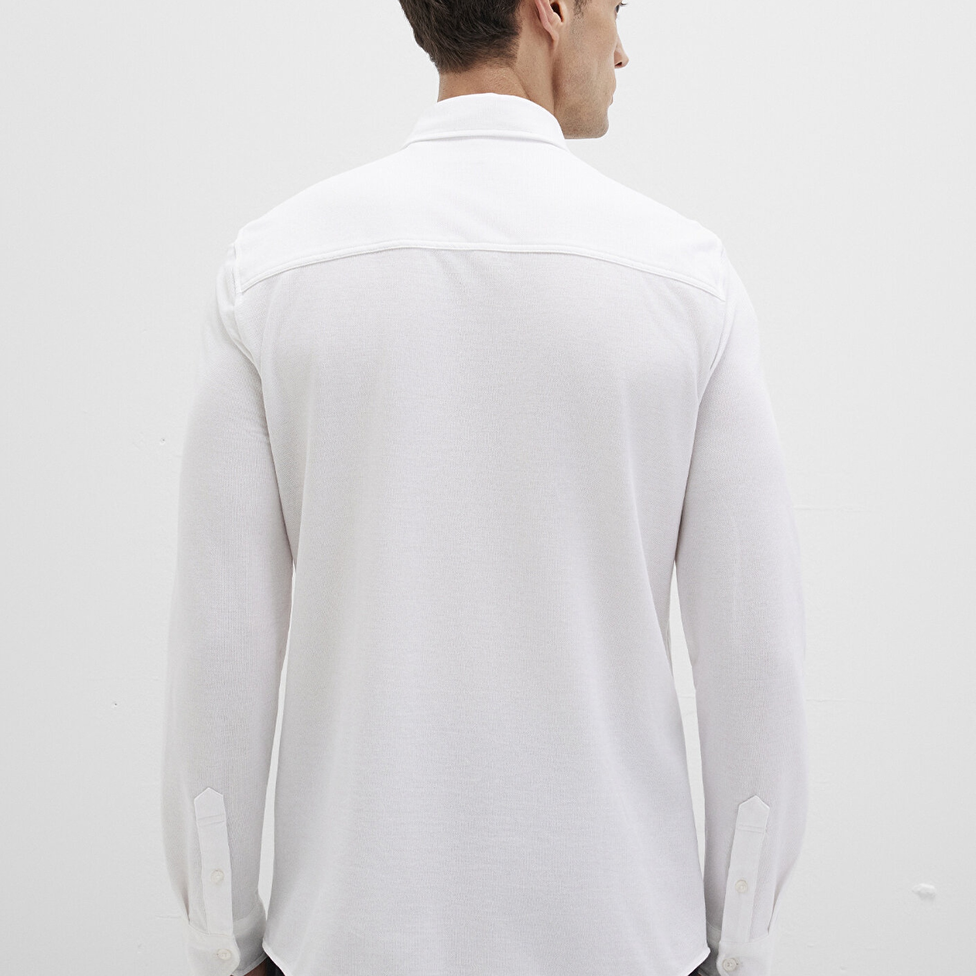 Mavi Beyaz Örme Gömlek Fitted / Vücuda Oturan Kesim 0210294-620