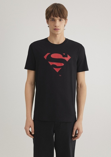  Mavi Superman Baskılı Siyah Tişört Slim Fit / Dar Kesim 066875-900
