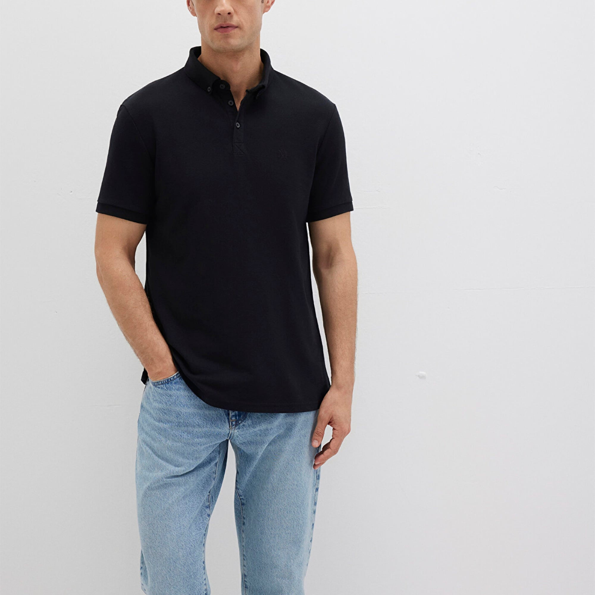 Mavi Siyah Polo Tişört Slim Fit / Dar Kesim 063247-900