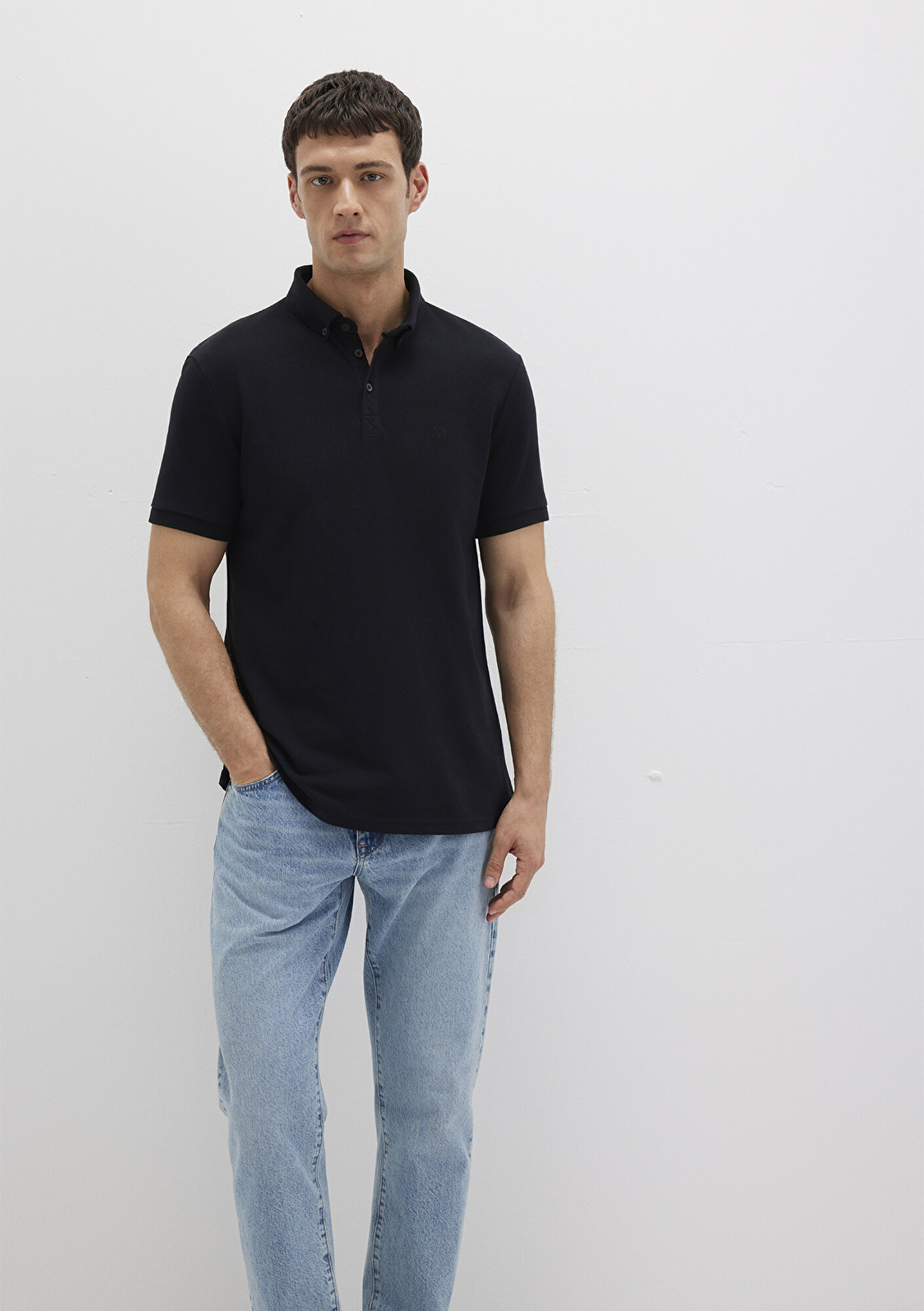  Mavi Siyah Polo Tişört Slim Fit / Dar Kesim 063247-900