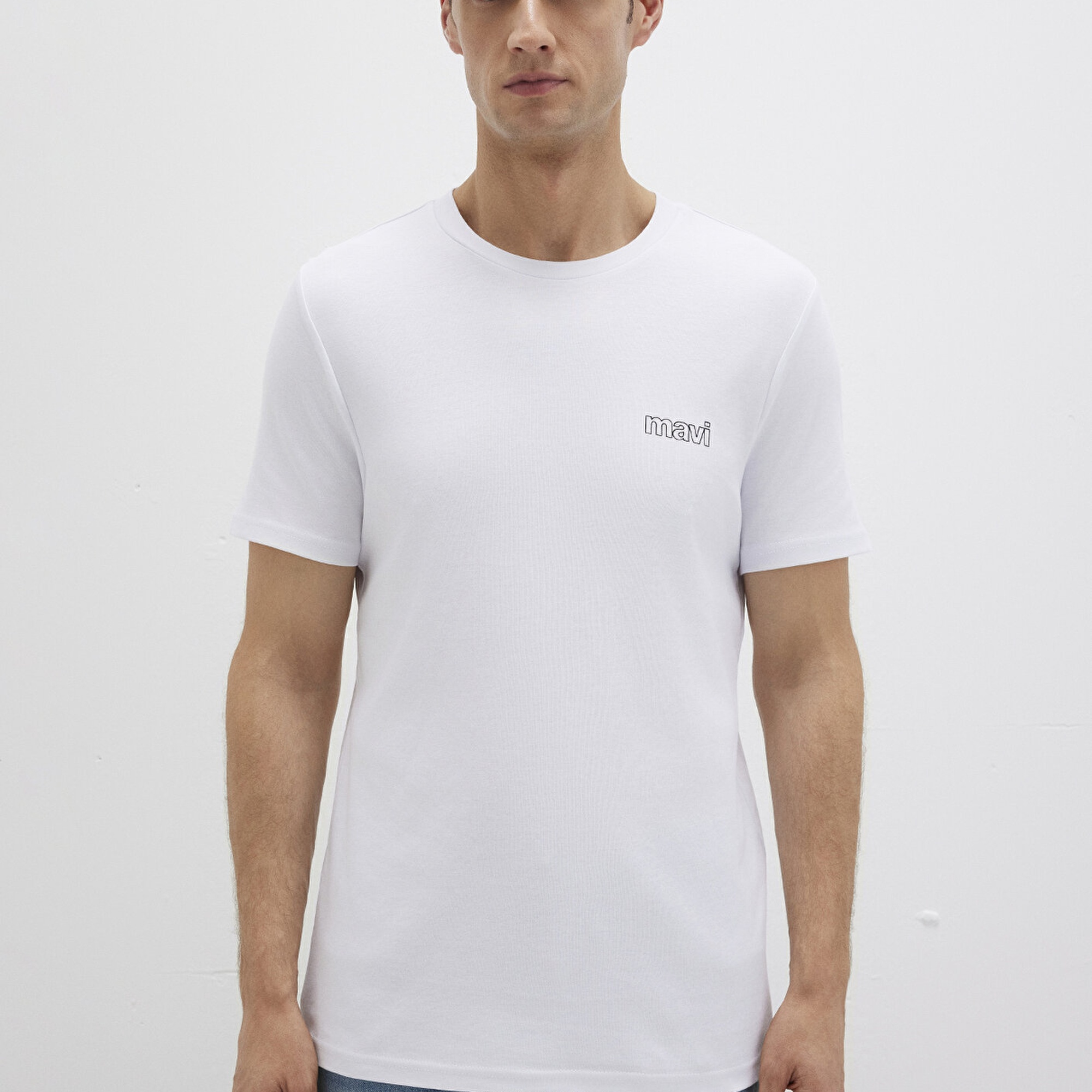 Mavi Mavi Logo Baskılı Beyaz Tişört Slim Fit / Dar Kesim 0610360-620